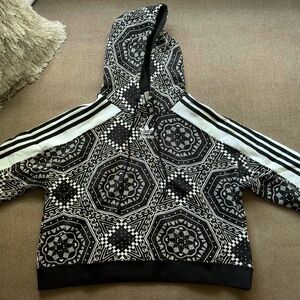 Adidas Black & White Farm Rio Cropped Hoodie